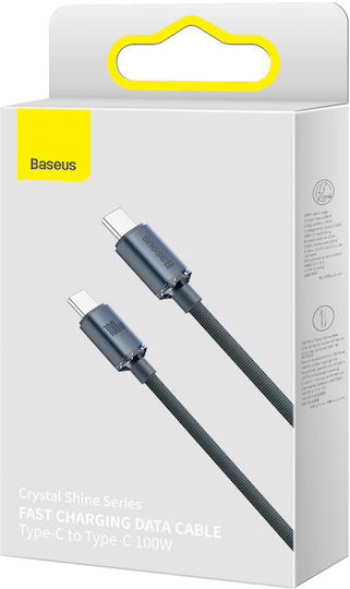 Baseus Crystal Shine Series USB 2.0 Cable USB-C male - USB-C 100W PD Μαύρο 2m CAJY000701