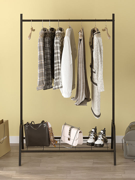 Megapap Floor Garment Rack made of Metal Black 87.6x36x136cm