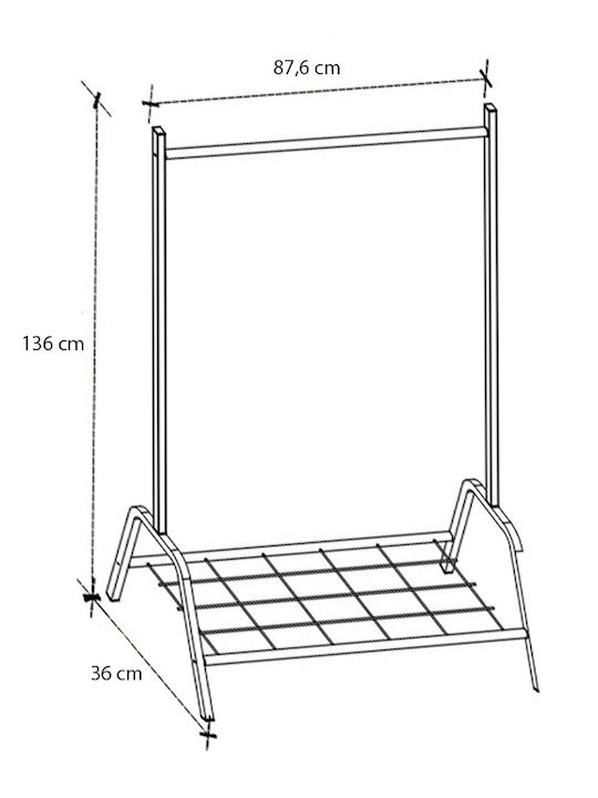 Megapap Κρεμάστρα Δαπέδου από Μέταλλο Λευκή 87.6x36x136cm