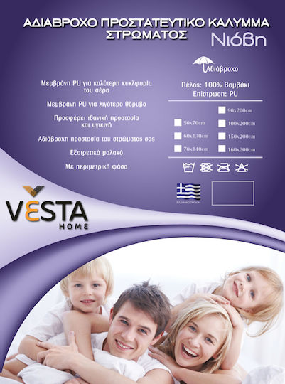 Vesta Home Fitted Waterproof Crib Mattress Protector Cotton 60x130cm