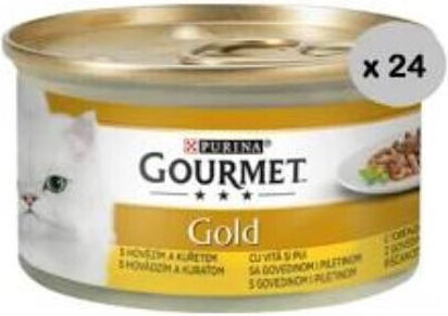 Gourmet Υγρή Τροφή για Ενήλικες Γάτες σε Κονσέρβα με Βοδινό και Κρέας 24x85gr