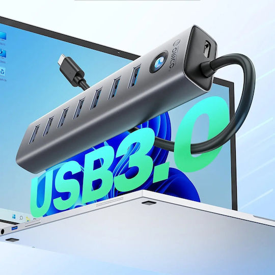 Orico Hub 7 Porturi USB 3.0 cu Conectare USB-A Gri