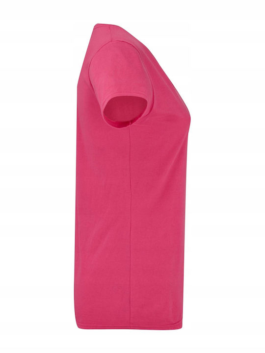 Fruit of the Loom Iconic Γυναικείο Διαφημιστικό T-shirt Κοντομάνικο Fuchsia
