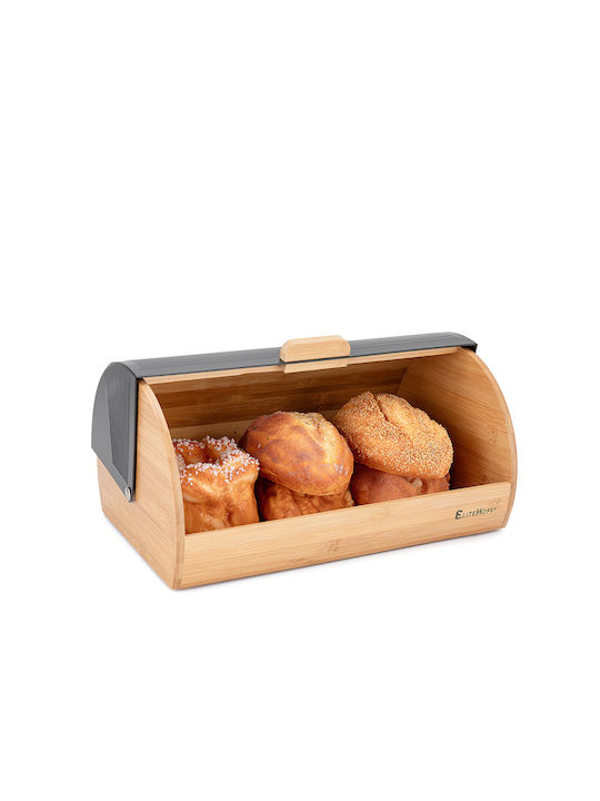 Elitehoff Ψωμιέρα με Καπάκι από Bamboo Μαύρη 39x28.5cm