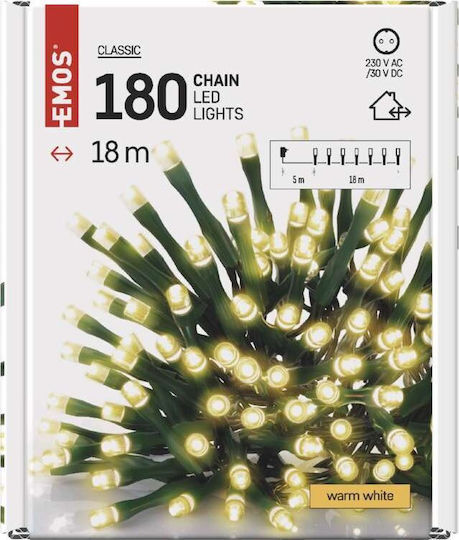 180 Светлини LED 18m. Топъл бял тип Лента 1бр