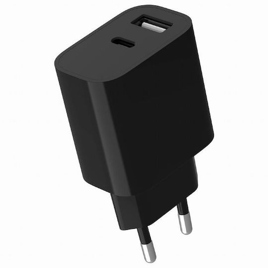 Gembird Charger Without Cable with USB-A Port and USB-C Port Blacks (TA-UC-2AC12-01-BK)