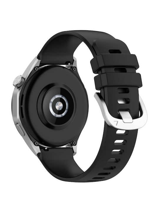 Huawei Watch 4 Silikonarmband Schnalle Flüssig Glänzend Silber 22mm Schwarz