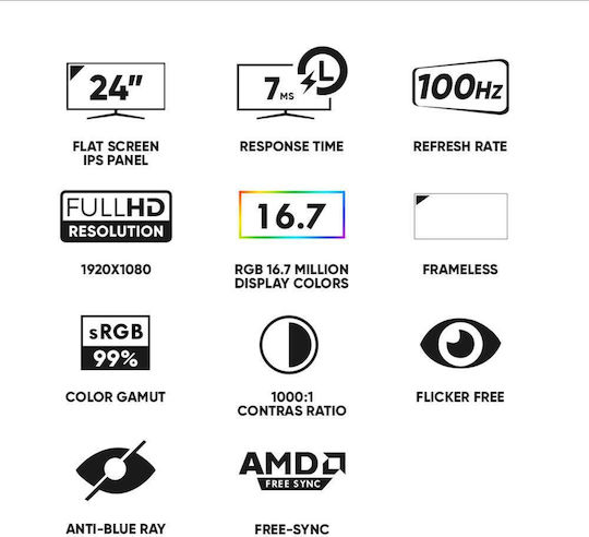 Armaggeddon PF24HD Super IPS Gaming Monitor 23.8" FHD 1920x1080 με Χρόνο Απόκρισης 7ms GTG