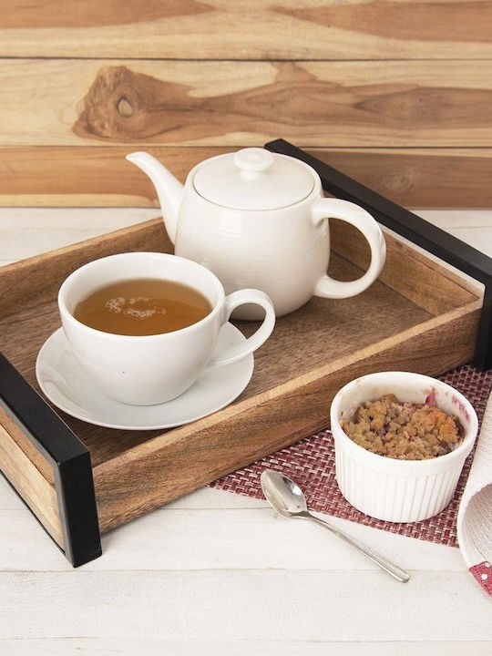 Orion Wooden Rectangular Serving Tray Non-slip in Brown Color 35.5x27x8.5cm 1pcs