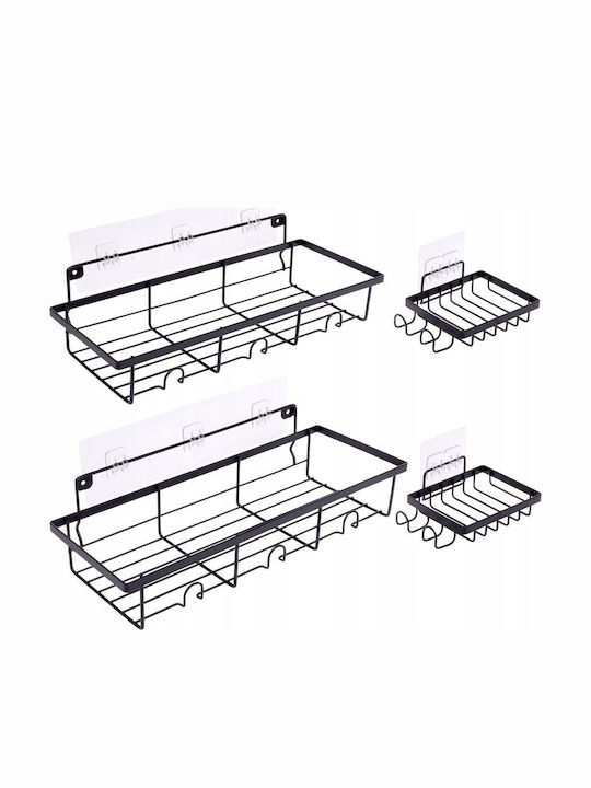 Vilde 4er Pack Badezimmerregale Wandmontiertes Set 4 Stück Schwarze