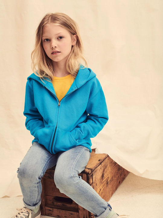 Kinder-Sweatshirt Strickjacke mit Kapuze und Taschen Hellblau
