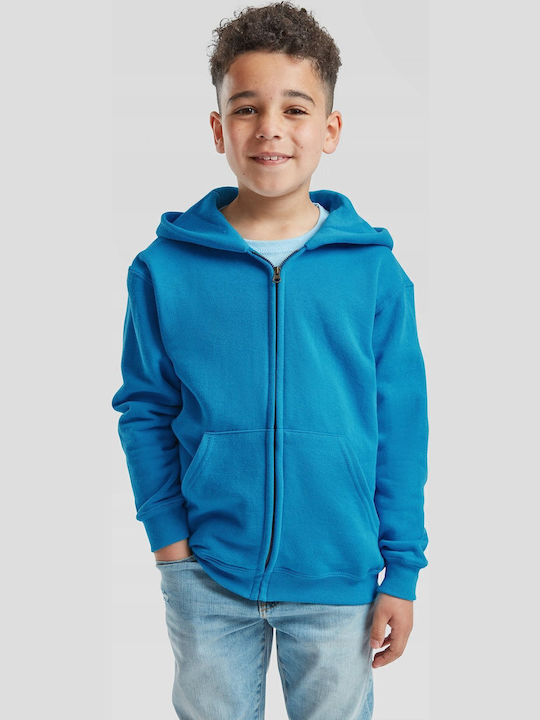 Kinder-Sweatshirt Strickjacke mit Kapuze und Taschen Hellblau