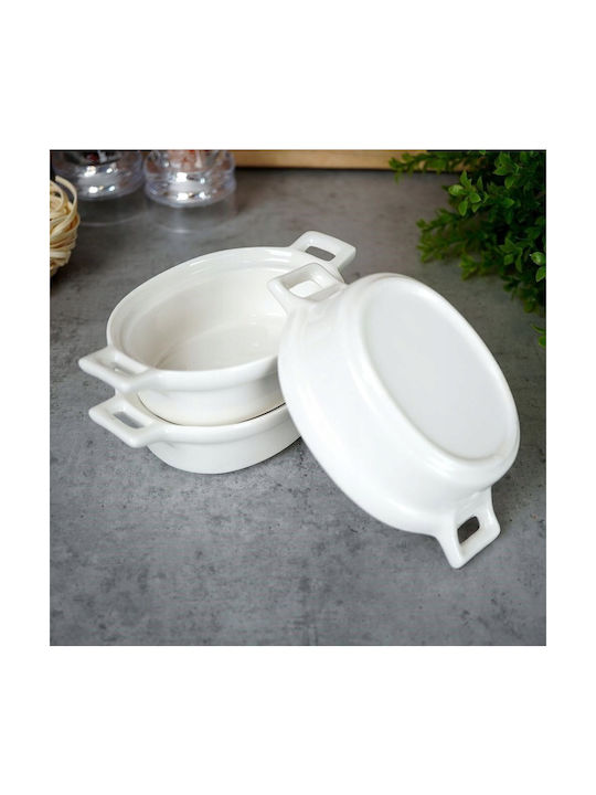 Excellent Houseware Οβάλ Πυρίμαχο Σκεύος για Σουφλέ από Πορσελάνη 14x9x4cm 3τμχ