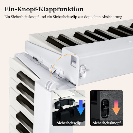 Costway Electric Stage Piano MU10090DE-WH with 88 Semi-Weighted Keys and Connection with Headphones