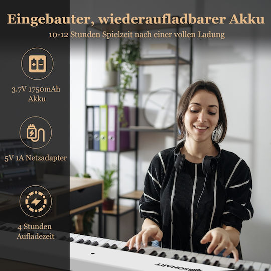 Costway Electric Stage Piano MU10090DE-WH with 88 Semi-Weighted Keys and Connection with Headphones