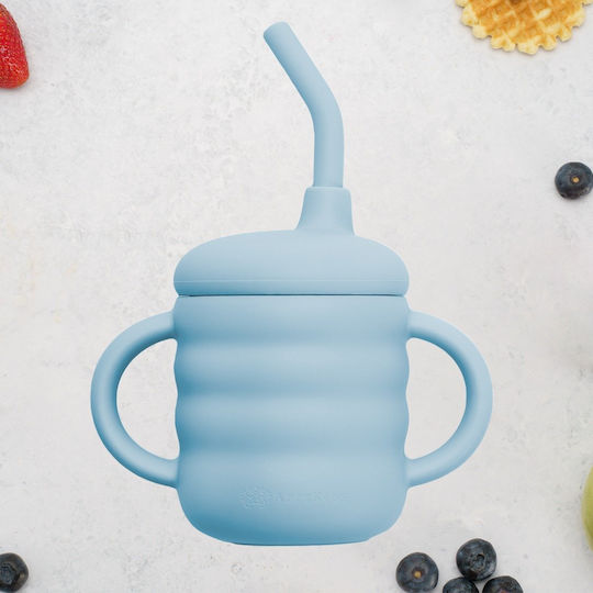 AppeKids Kleinkinderbecher mit Griffen und Strohhalm aus Silikon Türkis 160ml