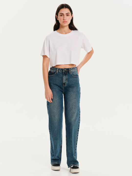 Bluze Damă Crop Tricou Monocrom 251.BW33.208-Alb