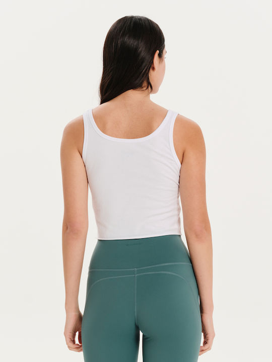 Γυναικείο Καλοκαιρινό Crop Top Βαμβακερό Αμάνικο Λευκό