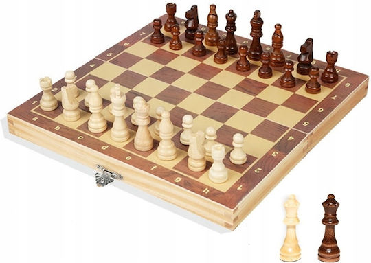 Wooden Checkers & Dice Set for Backgammon Brown / Black 7.62cm