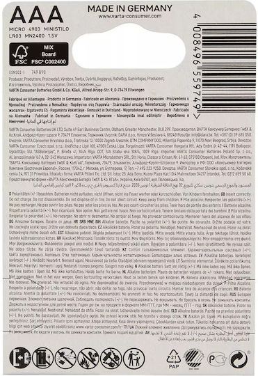 Varta Longlife Alkaline Batterien AAA 1.5V 40Stück