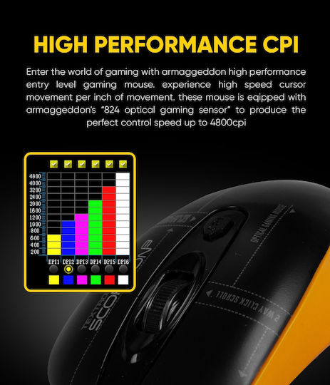 Armaggeddon Scorpion 3 RGB Gaming Ποντίκι 4800 DPI Μαύρο