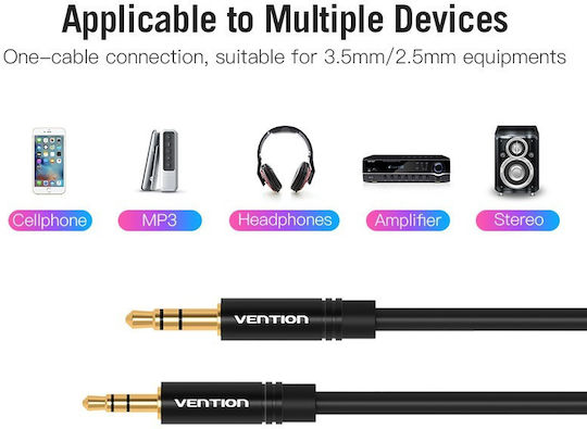 Vention 3.5mm Jack Cable 3.5mm Male - 2.5mm Male Black 2m BALBH