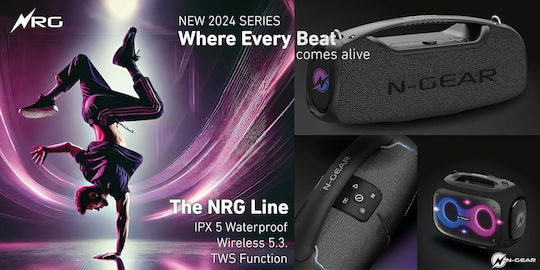 N-Gear Nrg500 Bluetooth Speaker 20W with Battery Life up to 10 hours Black