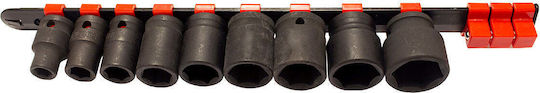 KROFtools Căpăcei Pneumatic - Pneumatic Hexagonali cu Patrat de Prindere 1/2" Set 9buc