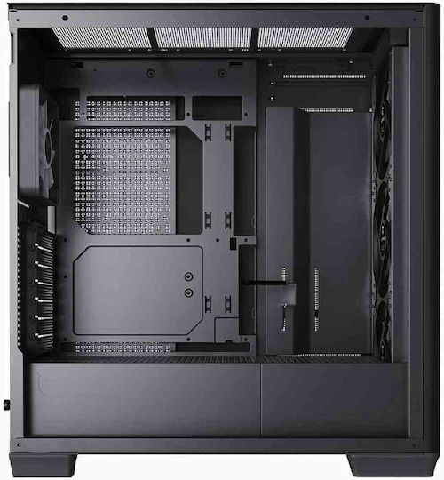 APNX C1-R v1 Геймърско бюро Midi Tower Компютърна кутия със страничен прозорец и RGB осветление Черен