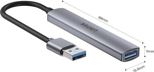 Unitek Hub 3 Θυρών USB 2.0 με σύνδεση USB-A Γκρι