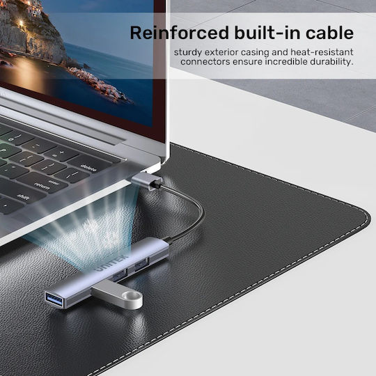 Unitek Hub 3 Θυρών USB 2.0 με σύνδεση USB-A Γκρι