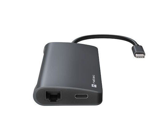 Natec FOWLER 2 V2 USB-C Docking Station με HDMI 4K PD Ethernet Μαύρο