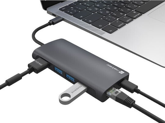 Natec FOWLER 2 V2 USB-C Docking Station με HDMI 4K PD Ethernet Μαύρο