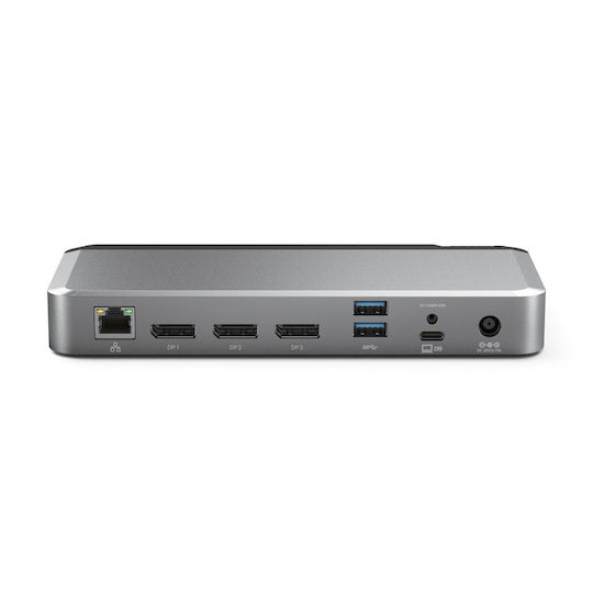 Alogic DX3 USB-C Docking Station με DisplayPort 4K PD Ethernet και σύνδεση 3 Οθονών Ασημί