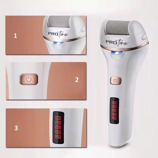 Set Electric de Pile pentru Călcâie Protone Afișaj Digital Baterie 1200 mAh Încărcare USB Rezistent la Apă 2 Viteze 2400 RPM 3 Capete Incluse Lanternă LED Îndepărtare Piele Moartă
