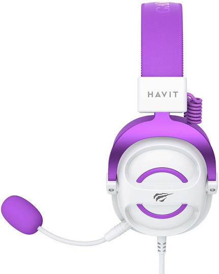 Havit H2002e Over Ear Gaming Headset με σύνδεση 3.5mm Μωβ
