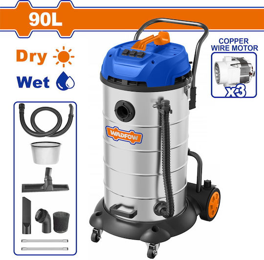 Wadfow Aspirator Lichide / Solide 3600W cu Inoxidabil Recipient 90lt