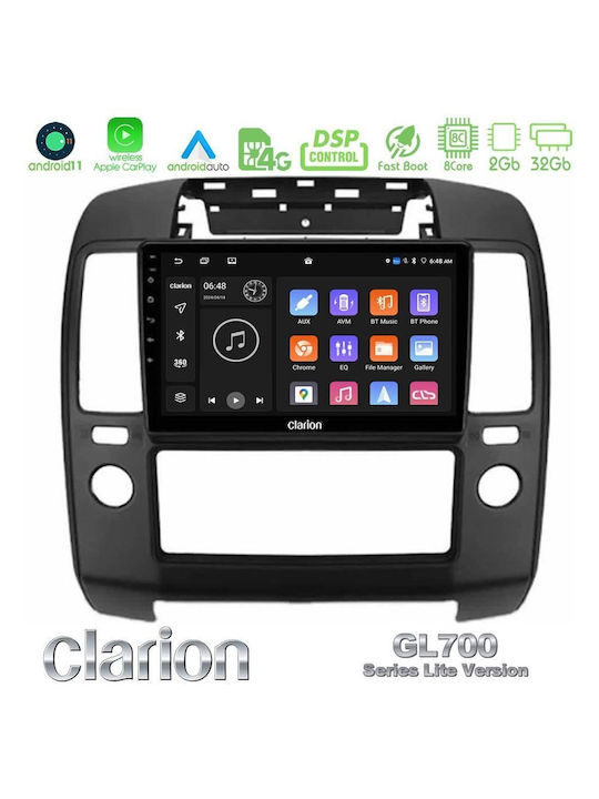 Clarion Sistem Audio Auto pentru Nissan Navara / Căutător de drumuri 2006-2011 cu A/C (Bluetooth/USB/WiFi/GPS/Apple-Carplay/Android-Auto) cu Ecran Tactil 9"