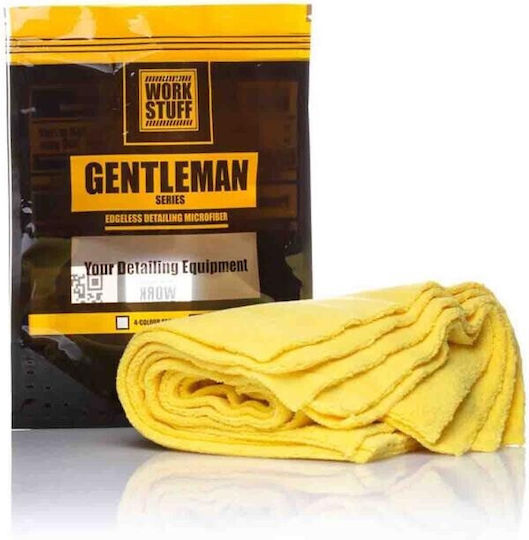 Work Stuff Gentleman Basic Seamless Polishing Car Microfiber Cloths For Car Body 350gsm Yellow 40x40cm 5 Pieces