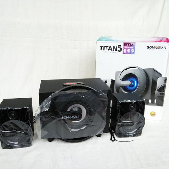 Sonic Gear Titan 5 BTMI Ασύρματα Ηχεία Υπολογιστή 2.1 με Bluetooth και Ισχύ 20W σε Μαύρο Χρώμα