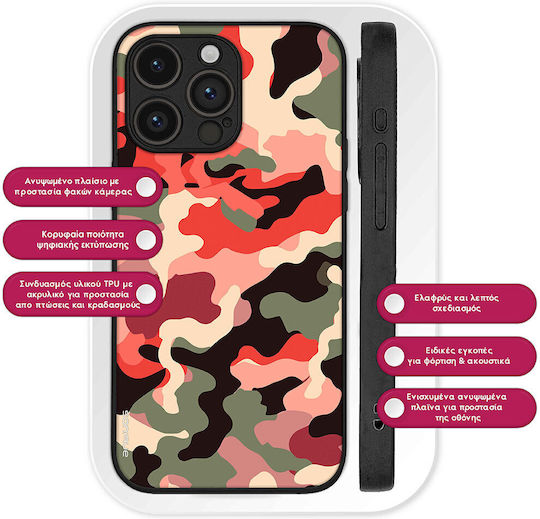 Husă Sonique Camouflage Army Series pentru OnePlus Nord CE 5G Roșu