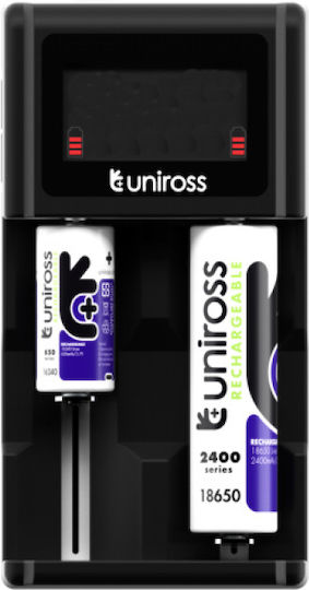 Uniross Smart Compact 3T LED USB Ladegerät 2 Batterien Li-Ion/Ni-MH Größe AA/AAA/D/18650/21700/14500