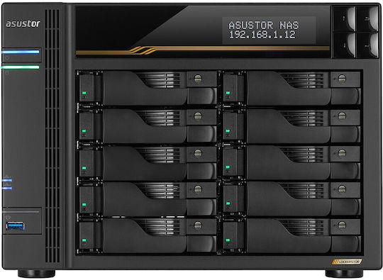 Asustor Lockerstor 10 Gen3 AS6810T NAS Tower με 10 θέσεις για M.2 και 4 θύρες Ethernet