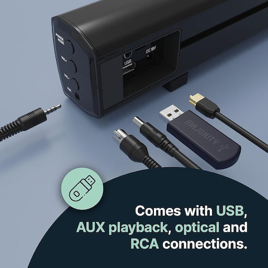 Majority Bowfell Plus (With Subwoofer) Soundbar 2.1 Bluetooth 100W με Τηλεχειριστήριο Μαύρο
