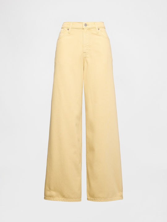 Damenjeans Mittelhohe Taille in Weit geschnittener Linie Straw Yellow