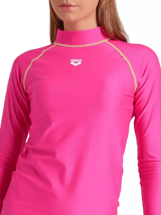 Arena Rash Vest Γυναικεία Μακρυμάνικη Αντηλιακή Μπλούζα Ροζ