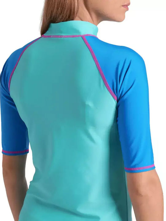 Arena Rash Vest Women's Short Sleeve Sun Protection Shirt Blue