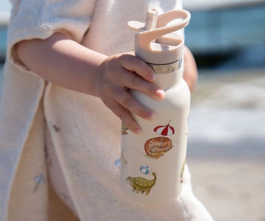 Filibabba Kids Water Bottle Thermos Dinosaur Stainless Steel with Screw Cap Non Spill 350ml
