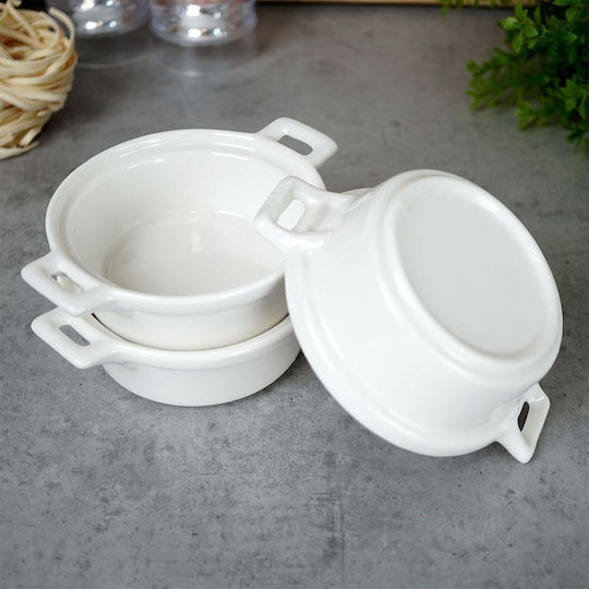 Excellent Houseware Round Heat-Resistant Cookware for Souffle made of Porcelain 13x10x4cm 3 Pieces
