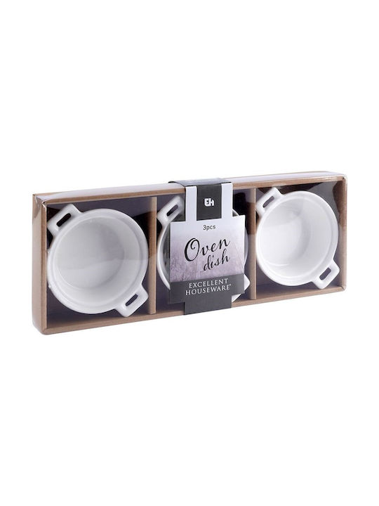 Excellent Houseware Στρογγυλό Πυρίμαχο Σκεύος για Σουφλέ από Πορσελάνη 13x10x4cm 3τμχ